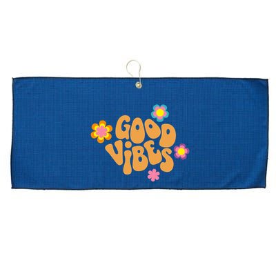 Good Vibes Retro Groovy Flower Large Microfiber Waffle Golf Towel