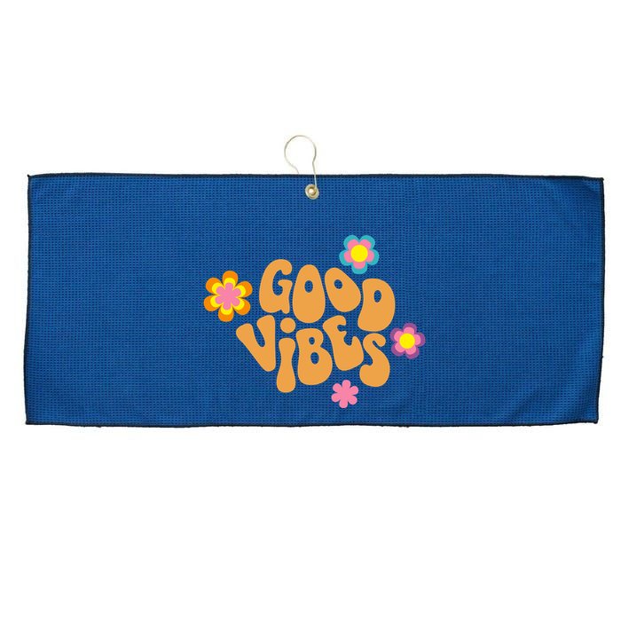 Good Vibes Retro Groovy Flower Large Microfiber Waffle Golf Towel