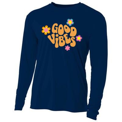 Good Vibes Retro Groovy Flower Cooling Performance Long Sleeve Crew