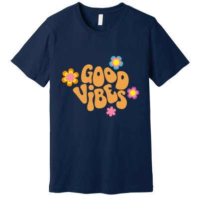 Good Vibes Retro Groovy Flower Premium T-Shirt