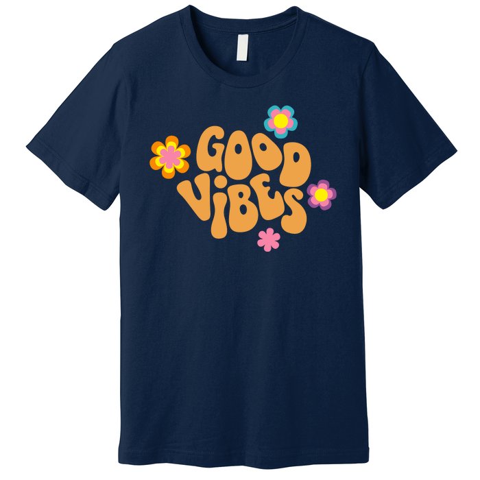 Good Vibes Retro Groovy Flower Premium T-Shirt