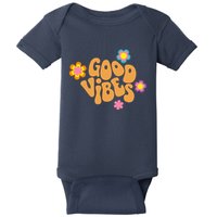 Good Vibes Retro Groovy Flower Baby Bodysuit