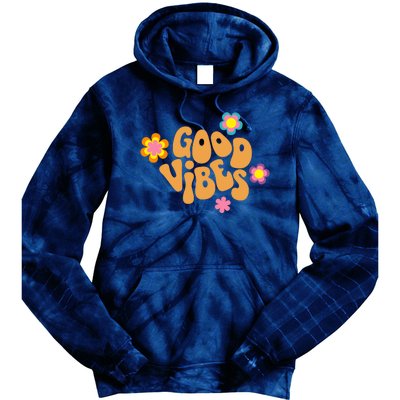 Good Vibes Retro Groovy Flower Tie Dye Hoodie