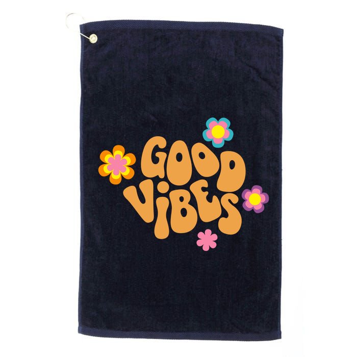 Good Vibes Retro Groovy Flower Golf Towel