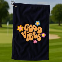 Good Vibes Retro Groovy Flower Golf Towel