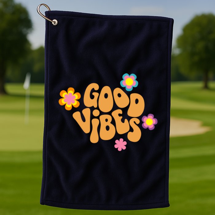 Good Vibes Retro Groovy Flower Golf Towel