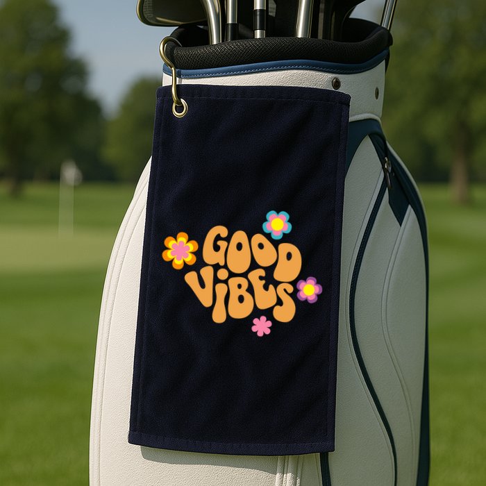 Good Vibes Retro Groovy Flower Golf Towel