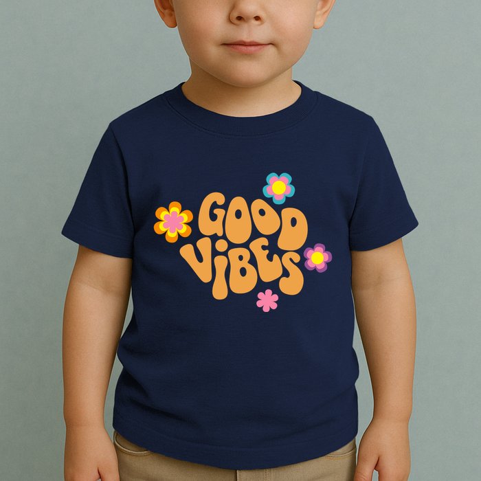 Good Vibes Retro Groovy Flower Toddler T-Shirt