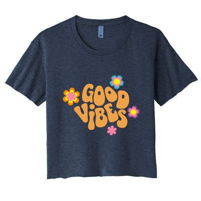Good Vibes Retro Groovy Flower Crop Top
