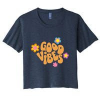 Good Vibes Retro Groovy Flower Crop Top