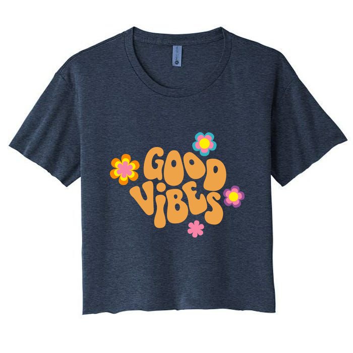 Good Vibes Retro Groovy Flower Crop Top