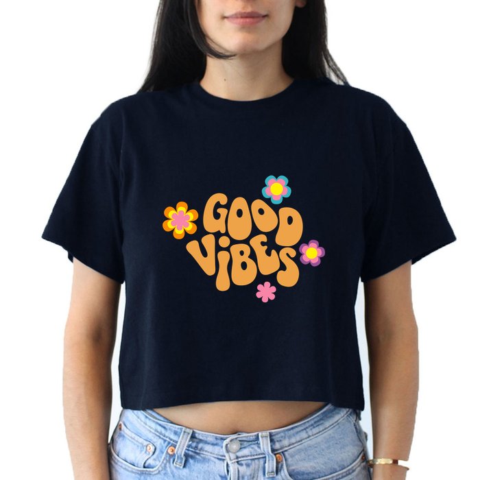 Good Vibes Retro Groovy Flower Crop Top