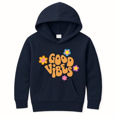 Good Vibes Retro Groovy Flower Kids Hoodie