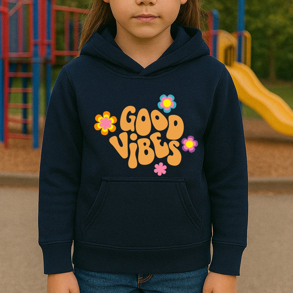 Good Vibes Retro Groovy Flower Kids Hoodie