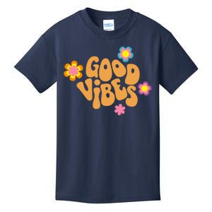 Good Vibes Retro Groovy Flower Kids T-Shirt