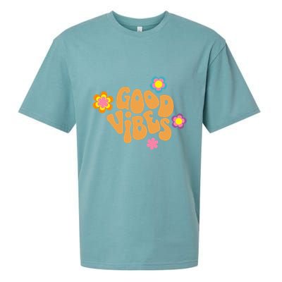 Good Vibes Retro Groovy Flower Sueded Cloud Jersey T-Shirt