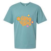 Good Vibes Retro Groovy Flower Sueded Cloud Jersey T-Shirt