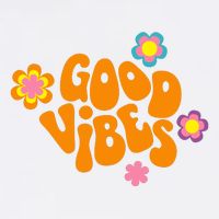 Good Vibes Retro Groovy Flower Garment-Dyed Sweatshirt
