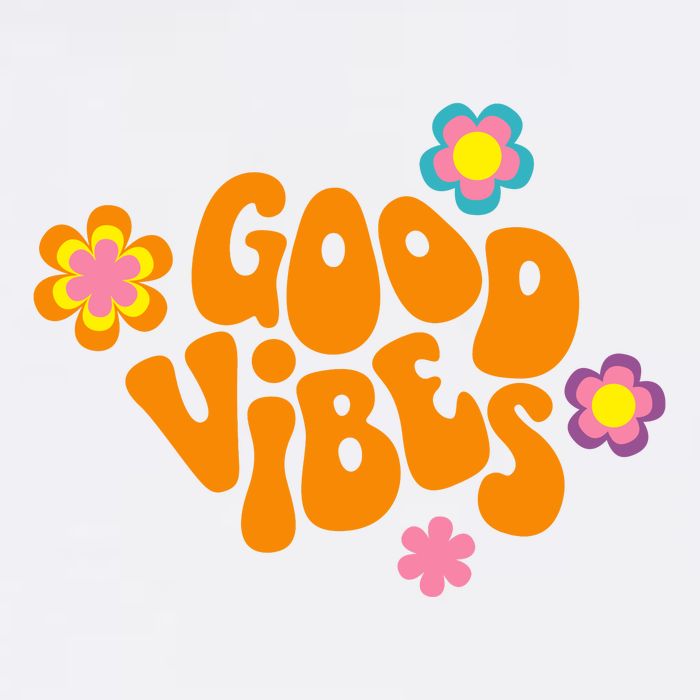 Good Vibes Retro Groovy Flower Garment-Dyed Sweatshirt