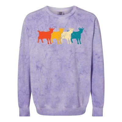 Goat Vintage Retro Farm Animal Goats Farmer Gift Colorblast Crewneck Sweatshirt