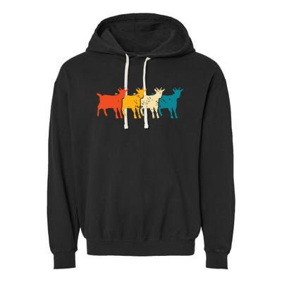 Goat Vintage Retro Farm Animal Goats Farmer Gift Garment-Dyed Fleece Hoodie