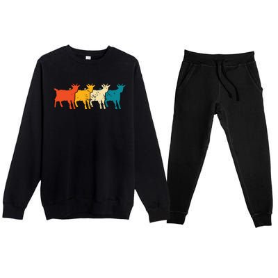 Goat Vintage Retro Farm Animal Goats Farmer Gift Premium Crewneck Sweatsuit Set