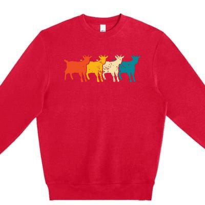 Goat Vintage Retro Farm Animal Goats Farmer Gift Premium Crewneck Sweatshirt