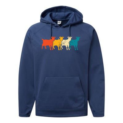 Goat Vintage Retro Farm Animal Goats Farmer Gift Performance Fleece Hoodie