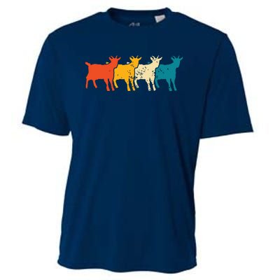 Goat Vintage Retro Farm Animal Goats Farmer Gift Cooling Performance Crew T-Shirt