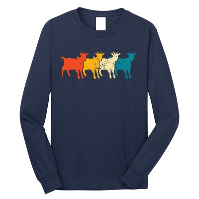 Goat Vintage Retro Farm Animal Goats Farmer Gift Long Sleeve Shirt