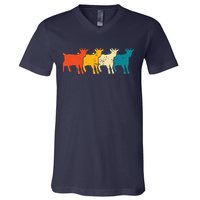 Goat Vintage Retro Farm Animal Goats Farmer Gift V-Neck T-Shirt