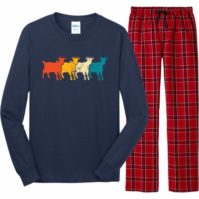 Goat Vintage Retro Farm Animal Goats Farmer Gift Long Sleeve Pajama Set