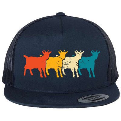 Goat Vintage Retro Farm Animal Goats Farmer Gift Flat Bill Trucker Hat