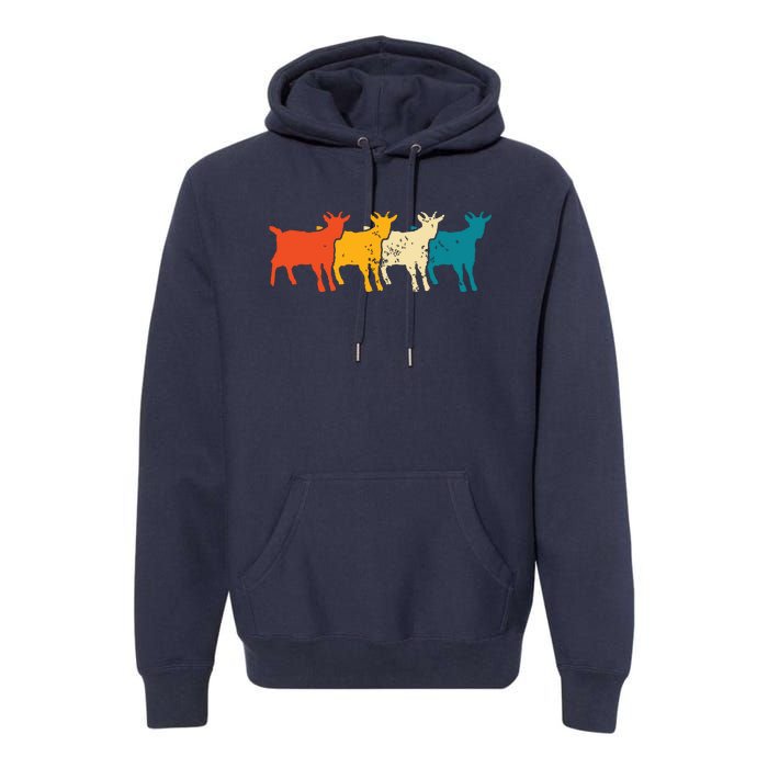 Goat Vintage Retro Farm Animal Goats Farmer Gift Premium Hoodie