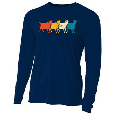 Goat Vintage Retro Farm Animal Goats Farmer Gift Cooling Performance Long Sleeve Crew