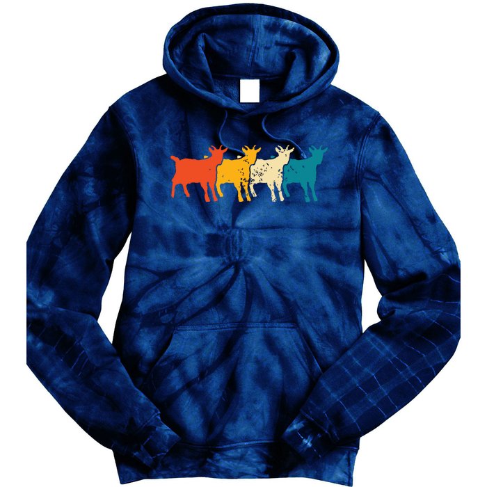 Goat Vintage Retro Farm Animal Goats Farmer Gift Tie Dye Hoodie