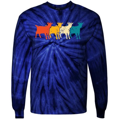 Goat Vintage Retro Farm Animal Goats Farmer Gift Tie-Dye Long Sleeve Shirt