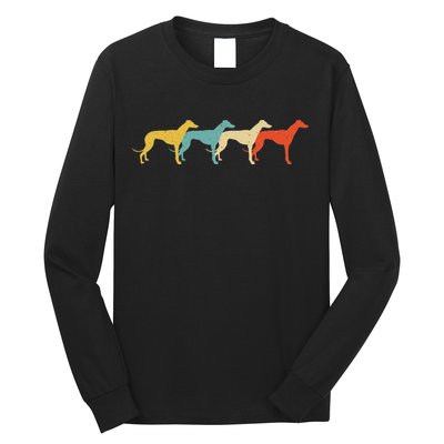 Greyhound Vintage Retro Dog Pet Racer Lover 60s 70s Gift Long Sleeve Shirt
