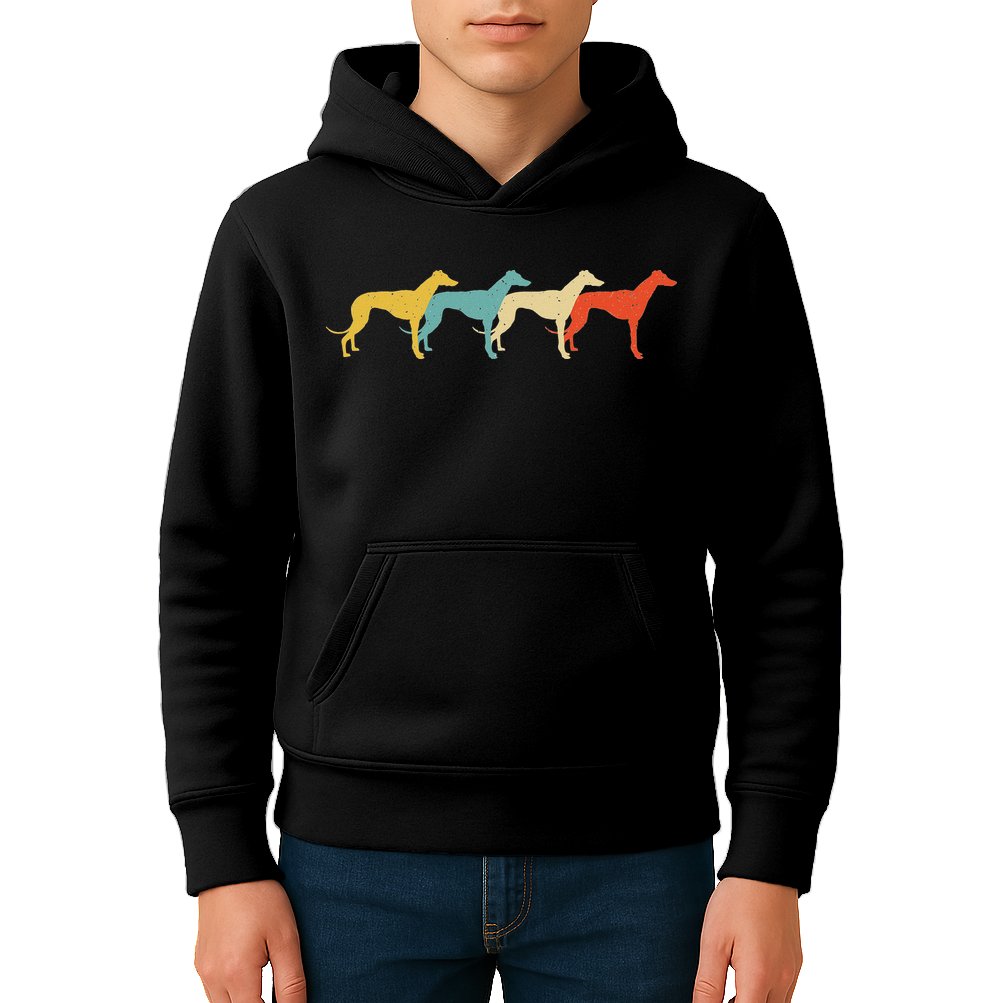 Greyhound Vintage Retro Dog Pet Racer Lover 60s 70s Gift Kids Hoodie