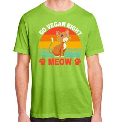 Go Vegan Right Meow Cute Gift Adult ChromaSoft Performance T-Shirt