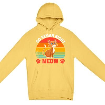 Go Vegan Right Meow Cute Gift Premium Pullover Hoodie