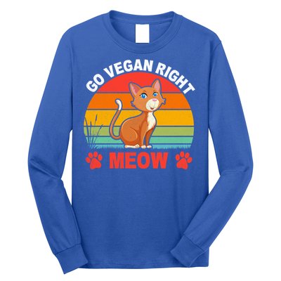 Go Vegan Right Meow Cute Gift Long Sleeve Shirt