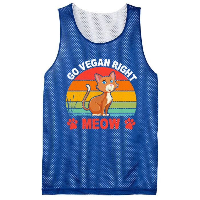 Go Vegan Right Meow Cute Gift Mesh Reversible Basketball Jersey Tank