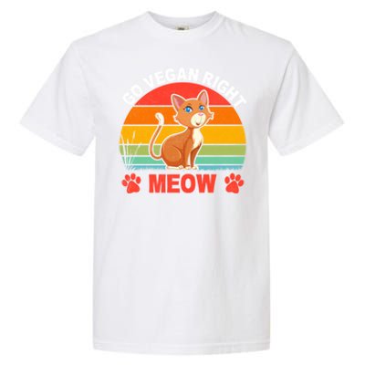 Go Vegan Right Meow Cute Gift Garment-Dyed Heavyweight T-Shirt