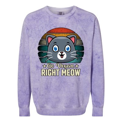 Go Vegan Right Meow Vegan Funny Saying Cute Gift Colorblast Crewneck Sweatshirt