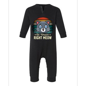 Go Vegan Right Meow Vegan Funny Saying Cute Gift Infant Fleece One Piece