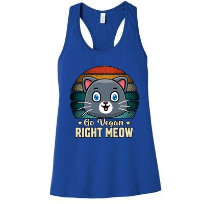 Go Vegan Right Meow Vegan Funny Saying Cute Gift Women's Racerback Tank