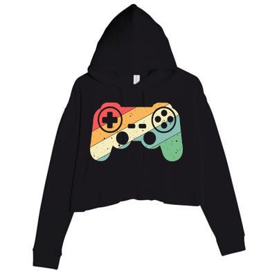 Gamer Vintage Retro Video Game Controller Gaming Crop Fleece Hoodie