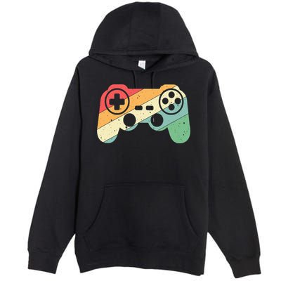 Gamer Vintage Retro Video Game Controller Gaming Premium Pullover Hoodie