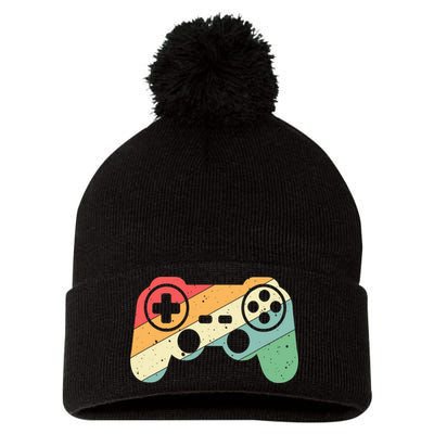Gamer Vintage Retro Video Game Controller Gaming Pom Pom 12in Knit Beanie
